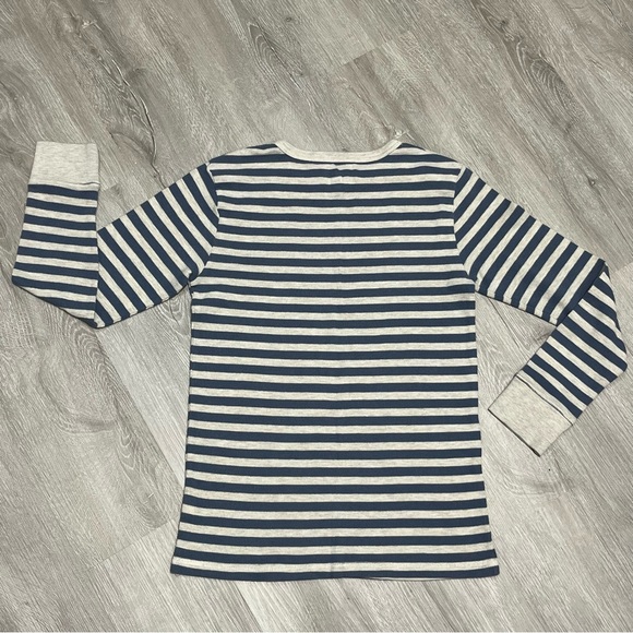 Children's Place Blue Grey Stripe Long Sleeve Thermal Waffle Knit Lg 10/12 - Picture 5 of 5